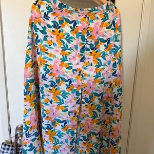 BCBG Floral Maxi Skirt in Pink, Orange, and Green